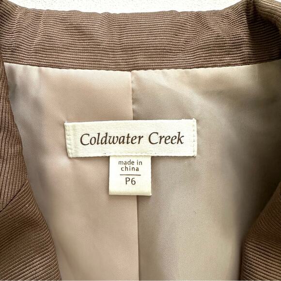 Coldwater Creek Brown Tan Short Sleeve Pockets Lined Career Blazer Size 6 Petite - Picture 2 of 11